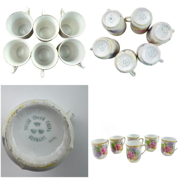 Antique Art Nouveau Demitasse Chocolate Pot/Espresso Set Three Crown Germany 7pc - Picture 9 of 15